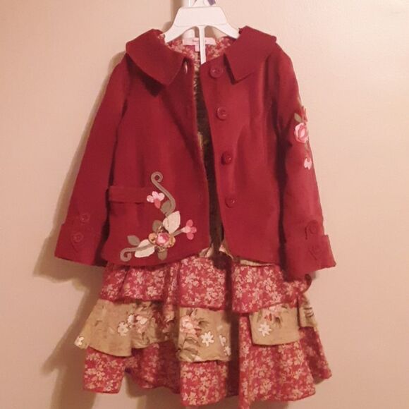 BEETLEJUICE LONDON FLORAL TIERED DRESS W/ COAT 4 - Picture 1 of 8